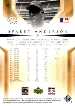 2004 SP Legendary Cuts #107 Sparky Anderson Back