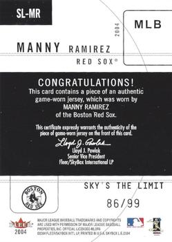 2004 SkyBox LE - Sky's the Limit Jersey #SL-MR Manny Ramirez Back