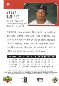 2004 SP Authentic - Gold #40 Manny Ramirez Back