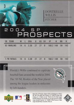 2004 SP Prospects #3 Dontrelle Willis Back