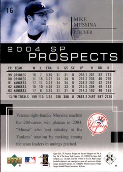2004 SP Prospects #16 Mike Mussina Back