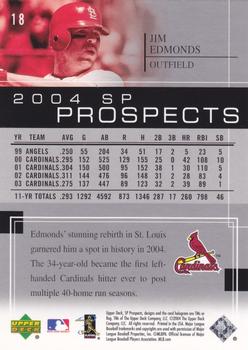 2004 SP Prospects #18 Jim Edmonds Back