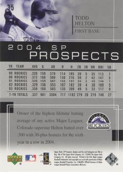 2004 SP Prospects #35 Todd Helton Back