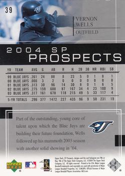 2004 SP Prospects #39 Vernon Wells Back