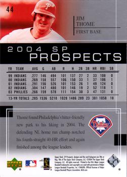 2004 SP Prospects #44 Jim Thome Back
