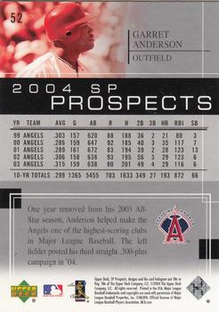 2004 SP Prospects #52 Garret Anderson Back
