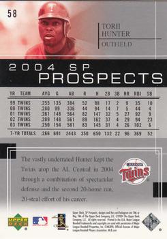2004 SP Prospects #58 Torii Hunter Back