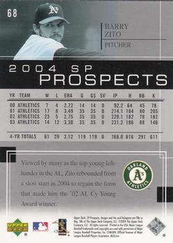 2004 SP Prospects #68 Barry Zito Back