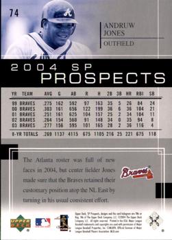 2004 SP Prospects #74 Andruw Jones Back
