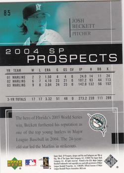 2004 SP Prospects #85 Josh Beckett Back