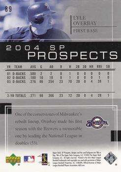 2004 SP Prospects #89 Lyle Overbay Back