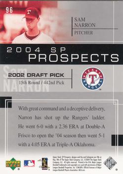 2004 SP Prospects #96 Sam Narron Back