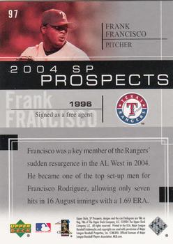 2004 SP Prospects #97 Frank Francisco Back