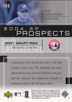 2004 SP Prospects #100 Josh Labandeira Back