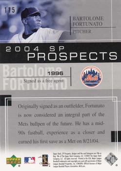 2004 SP Prospects #115 Bartolome Fortunato Back