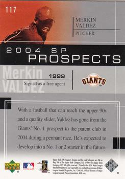 2004 SP Prospects #117 Merkin Valdez Back