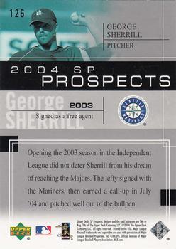 2004 SP Prospects #126 George Sherrill Back