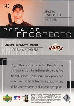 2004 SP Prospects #149 Justin Knoedler Back