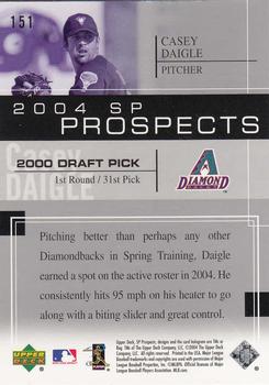 2004 SP Prospects #151 Casey Daigle Back