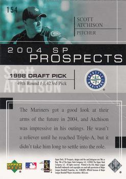 2004 SP Prospects #154 Scott Atchison Back