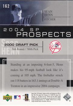 2004 SP Prospects #162 Sean Henn Back