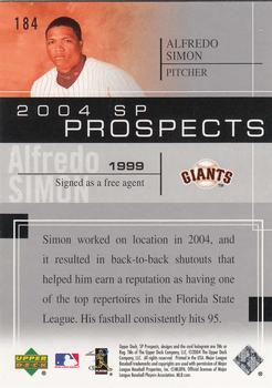 2004 SP Prospects #184 Alfredo Simon Back