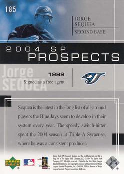 2004 SP Prospects #185 Jorge Sequea Back