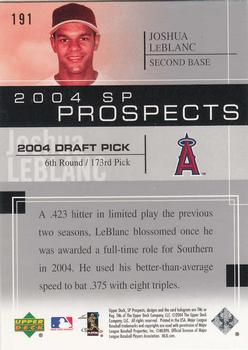 2004 SP Prospects #191 Joshua Leblanc Back