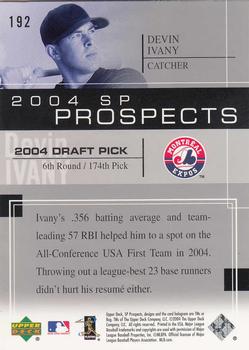 2004 SP Prospects #192 Devin Ivany Back