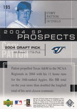 2004 SP Prospects #195 Cory Patton Back