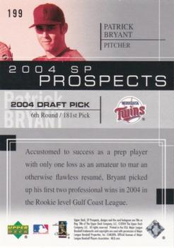 2004 SP Prospects #199 Pat Bryant Back