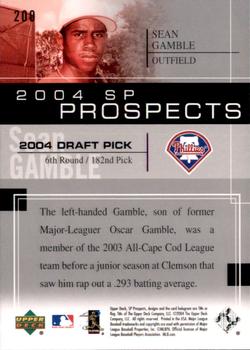 2004 SP Prospects #200 Sean Gamble Back