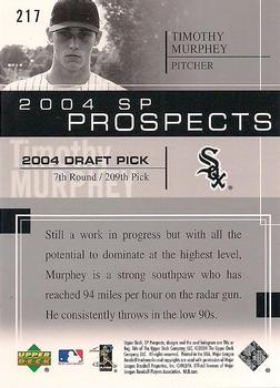 2004 SP Prospects #217 Timothy Murphey Back