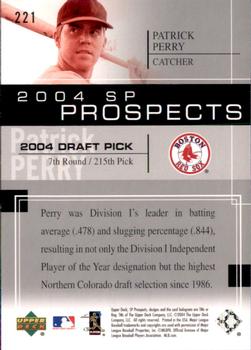 2004 SP Prospects #221 Patrick Perry Back