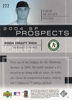 2004 SP Prospects #222 Jarod McAuliff Back