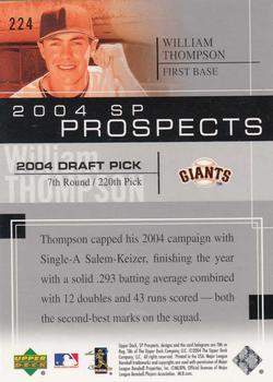 2004 SP Prospects #224 William Thompson Back