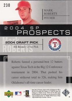 2004 SP Prospects #230 Mark Roberts Back