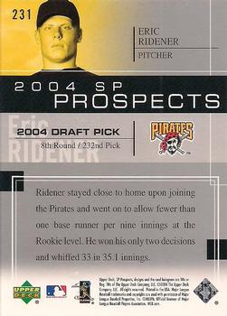 2004 SP Prospects #231 Eric Ridener Back