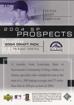 2004 SP Prospects #247 Dustin Hahn Back