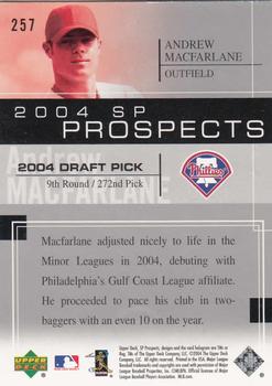 2004 SP Prospects #257 Andrew MacFarlane Back