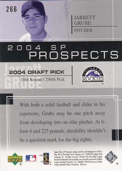 2004 SP Prospects #266 Jarrett Grube Back