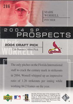 2004 SP Prospects #286 Mark Worrell Back
