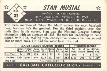 1985 Dover 1953 Bowman Color #32 Stan Musial Back