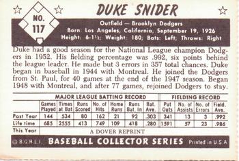 1985 Dover 1953 Bowman Color #117 Duke Snider Back