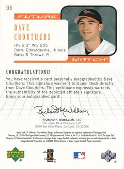2004 SP Authentic - Future Watch Autographed #96 Dave Crouthers Back