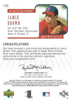 2004 SP Authentic - Future Watch Autographed #108 Jamie Brown Back