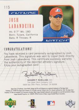 2004 SP Authentic - Future Watch Autographed #115 Josh Labandeira Back