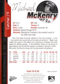 2010 MultiAd Colorado Springs Sky Sox #15 Michael McKenry Back