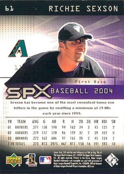 2004 SPx #61 Richie Sexson Back
