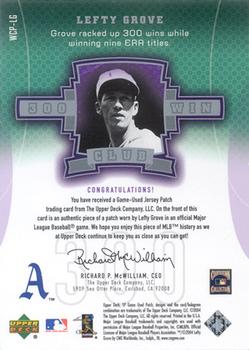 2004 SP Game Used Patch - 300 Win Club #WCP-LG Lefty Grove Back